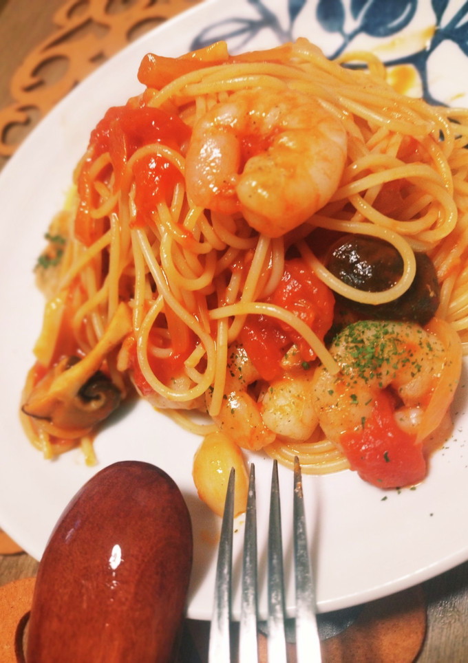 トマトソースえびのパスタ(作り置き)-レシピのメイン写真