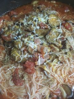 なすときのこのトマトソース煮麺-レシピのメイン写真