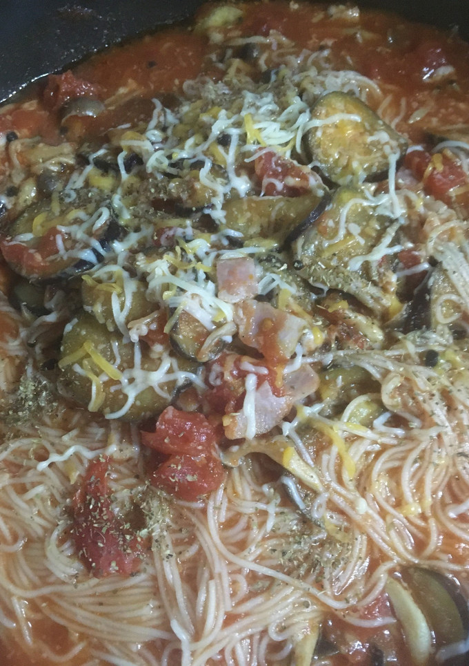 なすときのこのトマトソース煮麺-レシピのメイン写真