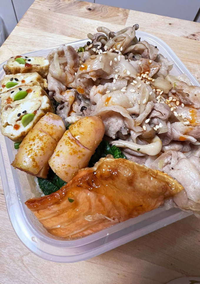 柔らか豚しゃぶ肉のネギ塩炒め☆焼き鮭弁当-レシピのメイン写真