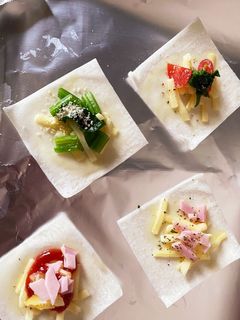 ワンタンの皮でクリスピーなピザ-レシピのメイン写真