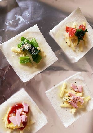 ワンタンの皮でクリスピーなピザ-レシピのメイン写真