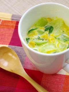 ベジ♪レンジでチンゲン菜のコーンスープ-レシピのメイン写真