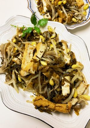 高菜とモヤシとキノコと厚揚げの炒めもの-レシピのメイン写真