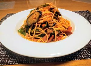 ナスとミニトマトのナポリタン-レシピのメイン写真