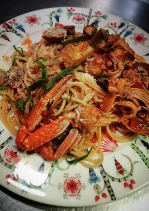 渡り蟹と紫蘇のトマトパスタ@≧↺≦@❩ノ-レシピのメイン写真