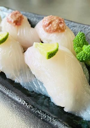 【カワハギ】冬の季節は肝握り寿司-レシピのメイン写真