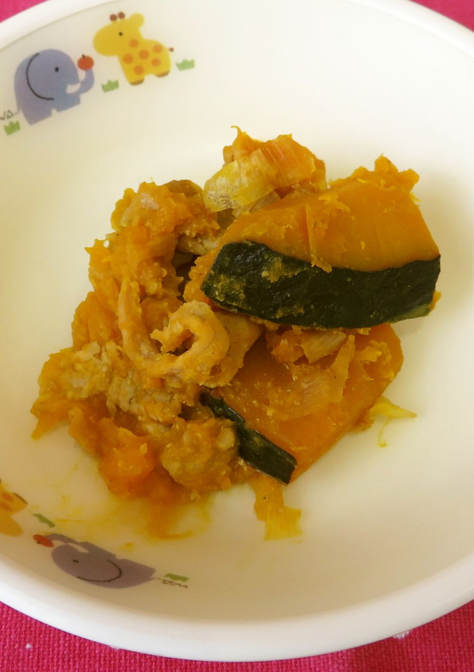 【保育園】かぼちゃと豚肉の炒め物-レシピのメイン写真