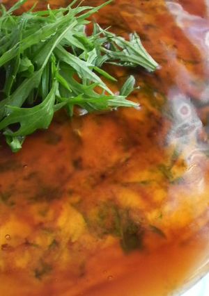 水菜と小エビのオムレツ☆甘酢あん-レシピのメイン写真