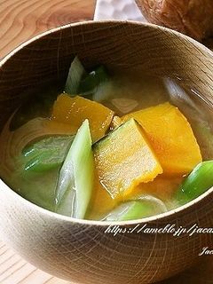かぼちゃと長ネギの味噌汁-レシピのメイン写真