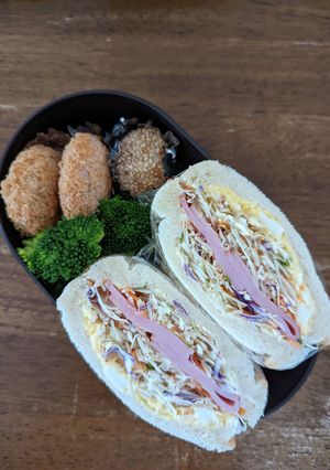 JK☆ハムと卵のサンドイッチ弁当♪-レシピのメイン写真