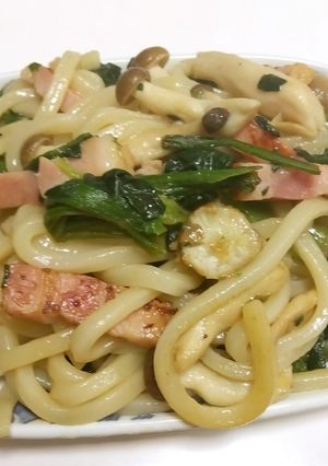 きのこ野菜とベーコンのバター醤油うどん-レシピのメイン写真