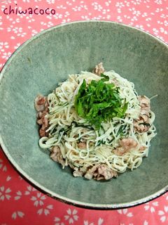 ぶた肉と冷麦のにんにく炒め-レシピのメイン写真