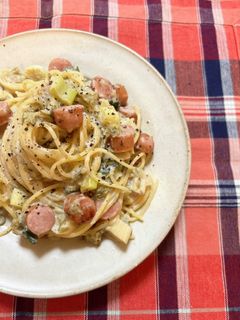 ウインナーと長ネギの豆乳クリームパスタ-レシピのメイン写真