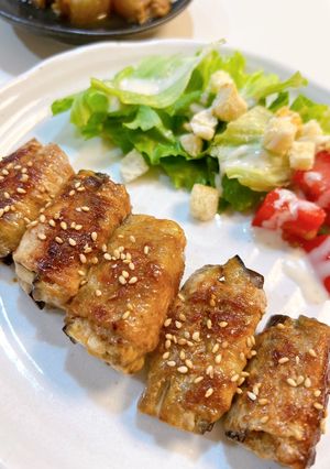 マヨソースでご飯がすすむ♡なすの肉巻き-レシピのメイン写真