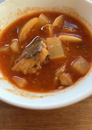 鯖缶と根菜トマトスープ-レシピのメイン写真
