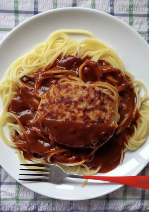 ハンバーグカレーパスタ♪-レシピのメイン写真