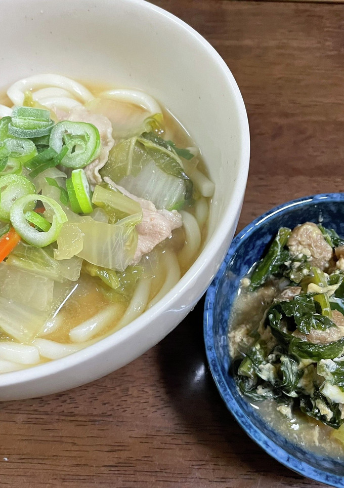 カブの葉とお揚げの卵とじ煮-レシピのメイン写真