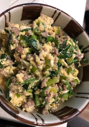 ひき肉入り★おかずになるニラ玉-レシピのメイン写真