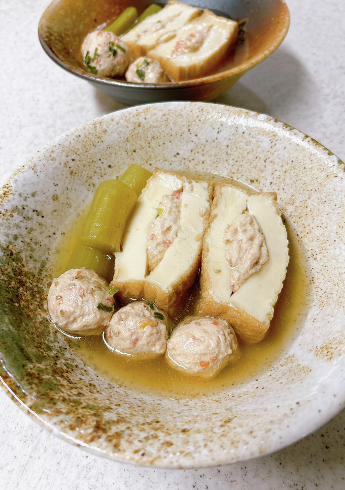 ずいきと絹揚げの肉詰めの中華風煮物-レシピのメイン写真