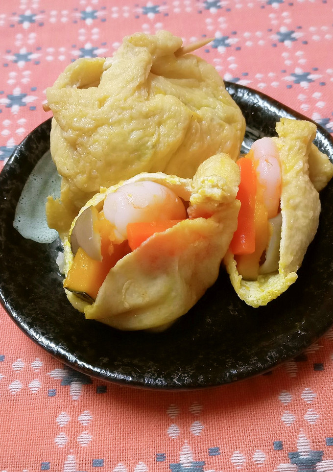 エビと野菜の巾着煮-レシピのメイン写真