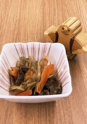 【大崎市】牛肉とごぼうの煮物【食育】-レシピのメイン写真