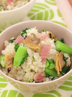 あさりと菜の花の洋風炊き込みご飯-レシピのメイン写真