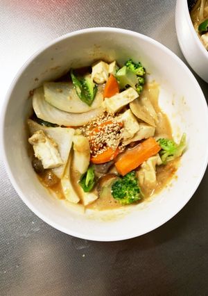 レンジ肉無豆腐きな粉梅パスタ味野菜炒め-レシピのメイン写真