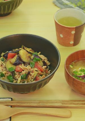 阿蘇の野菜たっぷり!ナスの肉味噌丼-レシピのメイン写真