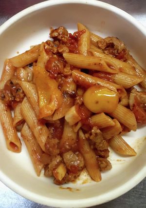 大豆のお肉でペンネアラビアータ風-レシピのメイン写真
