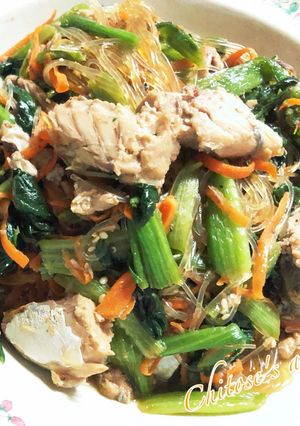 鯖缶 de チャプチェ風-レシピのメイン写真