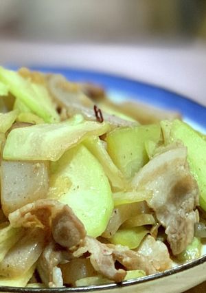ハヤトウリの中華炒め（コンニャク豚肉入）-レシピのメイン写真