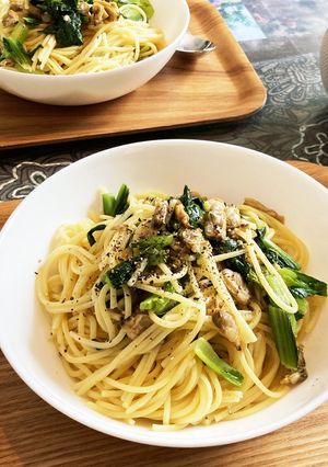 小松菜とアサリの和風パスタ　柚子胡椒-レシピのメイン写真