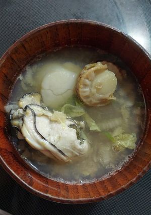 ホタテ、牡蠣入りみそ汁-レシピのメイン写真