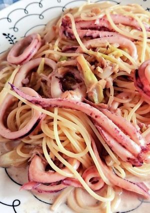 烏賊と白葱の生姜ﾐﾙｸﾊﾟｽﾀ-レシピのメイン写真
