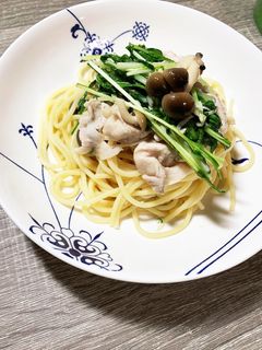 水菜としめじのちりめん和風パスタ-レシピのメイン写真