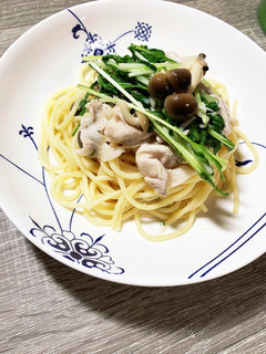 水菜としめじのちりめん和風パスタ-レシピのメイン写真