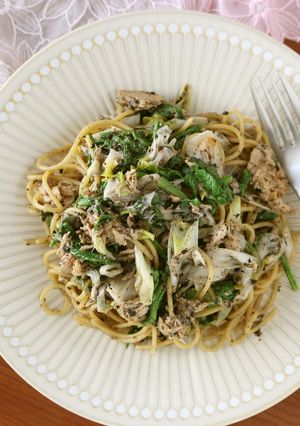 豆ヌードル★ツナネギ春菊・胡麻パスタ-レシピのメイン写真