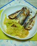 小アジの塩焼き＋白菜のオイル炒めのタパス