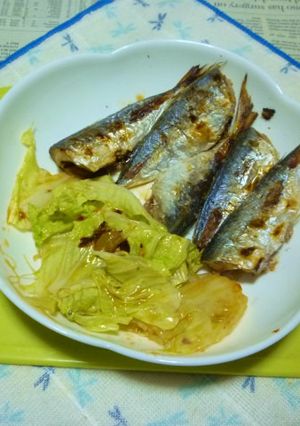 小アジの塩焼き+白菜のオイル炒めのタパス-レシピのメイン写真