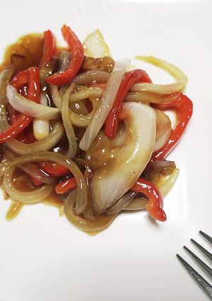 パプリカ玉葱のオイスターソース甘酢餡掛け-レシピのメイン写真