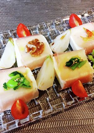 ヘルシー！木綿豆腐と生ハムのサラダ♪-レシピのメイン写真