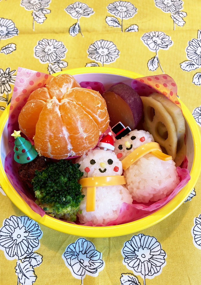 幼稚園年少　雪だるま　お弁当-レシピのメイン写真