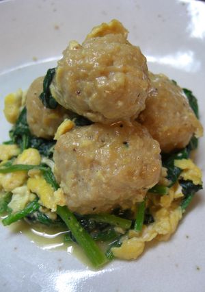 肉団子と青菜と卵でオイスターチーズ煮-レシピのメイン写真