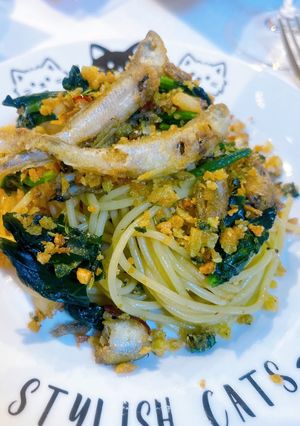 ワカサギとほうれん草のパスタ-レシピのメイン写真