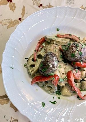 チキンと栗のスピルリナ・レモンクリーム煮-レシピのメイン写真