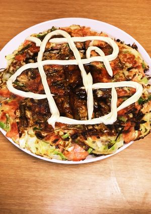 鮭とキャベツタップリのヘルシーお好み焼き-レシピのメイン写真