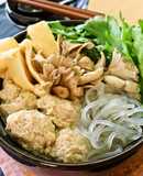 生マロニーの鶏団子と春菊の和風鍋