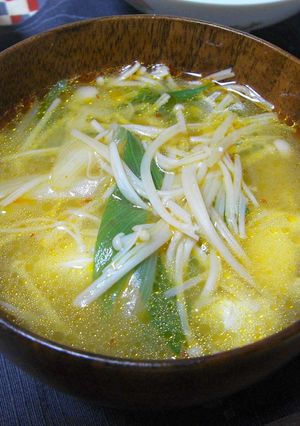 エノキと豆腐の鶏がら味噌スープ-レシピのメイン写真