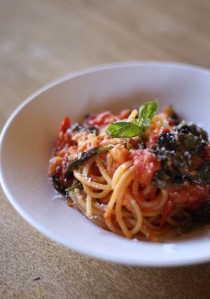 トマトとバジルのパスタ-レシピのメイン写真